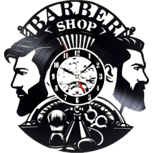 Barber Shop Wall Clock Modern Barbershop Decoration Vinyl Record Wall Clock Hanging Hairdresser Wall Watch for Barber