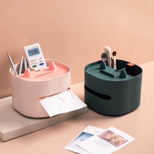 3 Colors Premium Desktop Napkin Organizer Phone Holder Lightweight Paper Storage Box Multi-Grid for Living Room