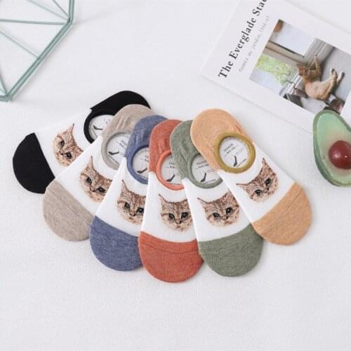 Women New Cartoon Cute Cat Pattern Socks Summer Autumn Crystal Silk Socks Ultrathin Transparent Low Ankle Socks Dropshipping Sox