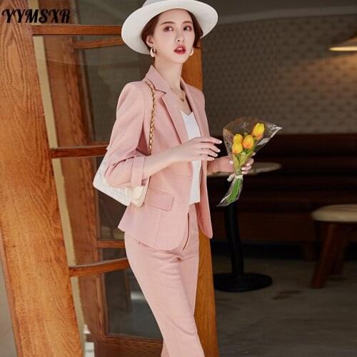 2021 Autumn and Winter Womens Professional Slim Temperament Suit Trousers Two-piece Fashion Nine-point Sleeve Jacket Overalls