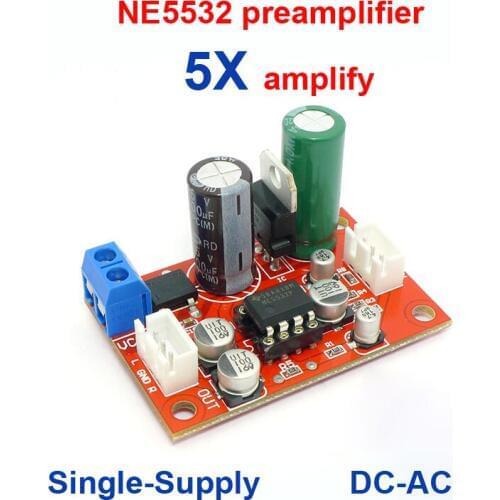 Preamp Stereo HIFI NE5532 Tone Board 5532 Preamplifier Single Power supply DC-AC op amp 5X audifier 5 Times SEA Kit DIY