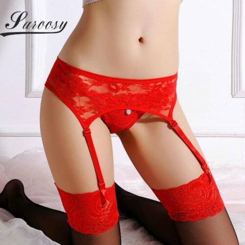 Sexy Women Lace Black White Red Brand Garter Temptation Female Silk Stockings Suspender Belt Wedding Garters Belts