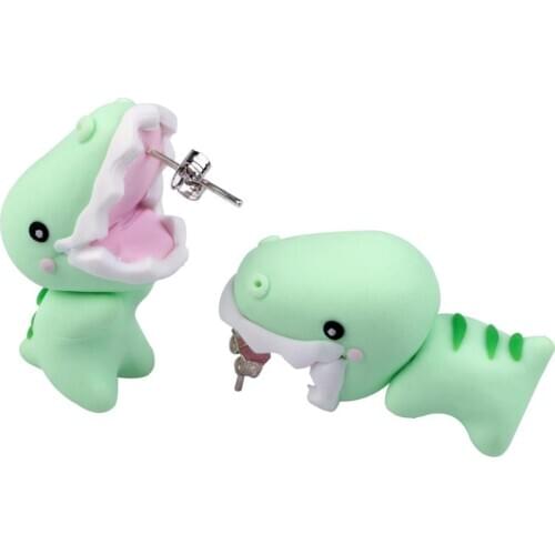 TTPAIAI 30 Handmade Polymer Clay Dinosaur Stud Earrings Fashion Cute Cartoon 3d Animal Earrings For Women Girl Kids Jewelry Gift