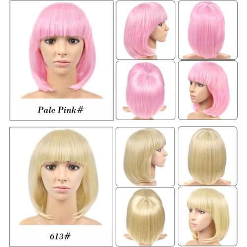 Natifath Synthetic Bob Wigs Wig for Party Daily Use Shoulder Length Short Bob Straight Wig With Bangs for Women Cosplay Natural