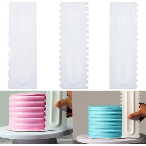 3PCS Cream Scraper Irregular Teeth Edge Spatulas Cake Baking Scraper Fondant Cake Slicer Pastry Cutters Tools DIY Decorating