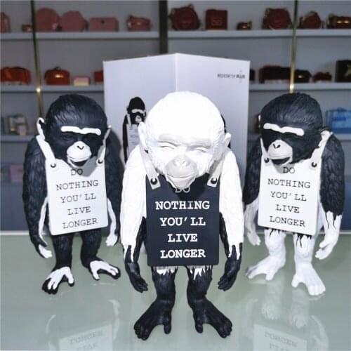 Modern Art Luxurious Banksy Monkey Sign Statue Do Nothing You Will Live Longer Figurine Street Art Home Decor Sculpture
