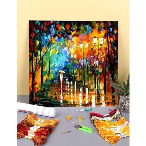 Lady In White Pre-Printed 11CT Cross-Stitch DIY Embroidery Full Kit DMC Threads Hobby Handicraft Sewing Handiwork Stamped