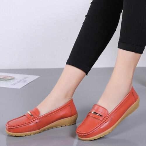 Genuine leather flats women platform shoes 2021 new arrival classic wedge casual shoes woman flats sewing solid female shoe