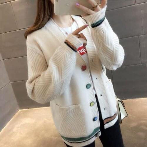 Cashmere Cardigan Sweater Women 2020 Autumn Winter V-Neck Warm Clothes Pull Femme Hiver Streetwear Casual Loose Knitted Cardigan