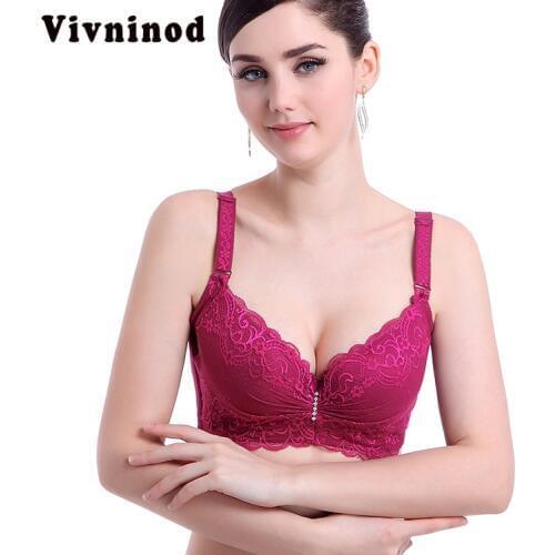 Vivninod Push Up Bra Big Size Lace Bralette Adjusted Soutien Gorge Sexy Brassiere Underwear Padded C D E Plus Bras For Women