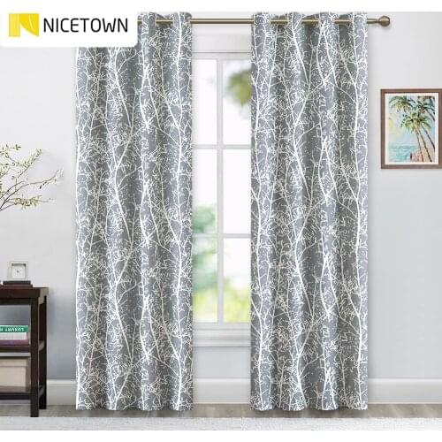 NICETOWN 1pc Branch Nature Printed Blackout Curtain Fashion Decoration Grommet Top for Living Room Dining Room Willow Tree