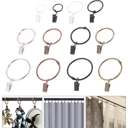 10 pcs Metal Shower Curtain Rings Clamps Drapery Clips Bath Curtain Rod Clips Curtain Rings with Clips Window Home Decoration