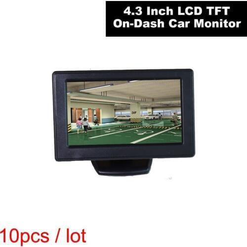 10pcs Universal 12V 24V 4.3 inch Car Video Monitor LCD Screen for Auto Backup Rear View Dash Board 2RCA Video Channel