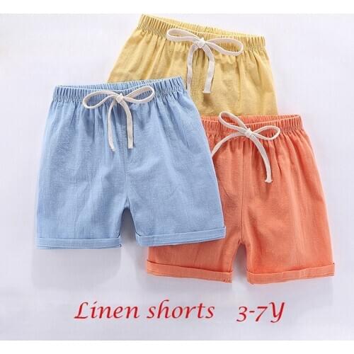 Boys Shorts Kids Shorts Candy Color Girls Children Summer Beach Loose Shorts Casual Pants Cotton & Linen Comfortable 2-10Years