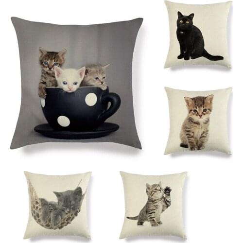 45*45cm Baby Bedroom Cute Cat Sofa Cushion Cover Pillow Decorative Tropical Pillow Decorative Pillowcase for Sofa Pillow Cover