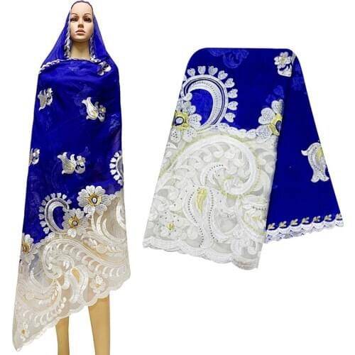 African lady cotton embroidered scarf shawl, extended XL wrap-around scarf, 210*110 cm hijab scarf BF-154