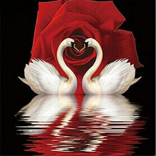 New Arrival 5D Diamond Painting Swan Red Rose Full Square / Round Drill 3d Diamond Mosaic Home Decor Handmade Artwork Swan