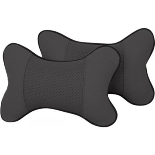 1pcs Car Neck Pillows Pu Leather Head Support Protector Universal Bone-Shape Headrest Backrest Cushion Easy Install And Clean