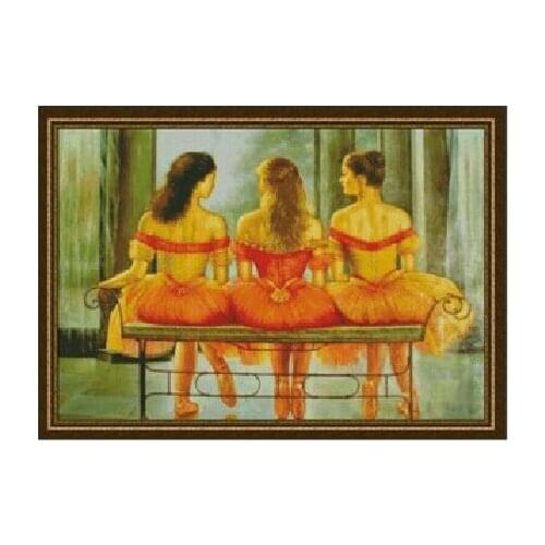 FREE Shipping High Quality 14CT cross stitch ballerinas 3 ballet girls dancer