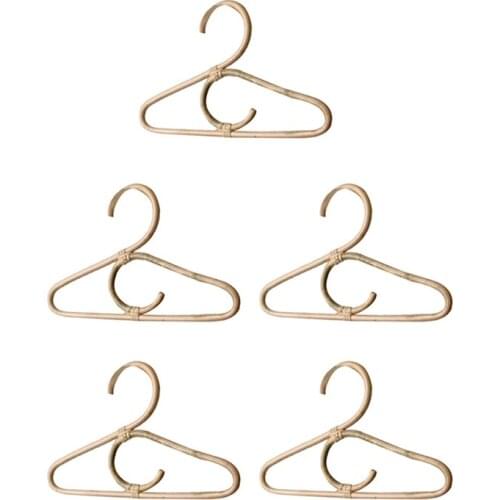 Big deal 5Pcs Rattan Clothes Hanger Nordic Style Kids Garments Organizer Rack Children Hanger Kids Room Decor Hangers for Clothe