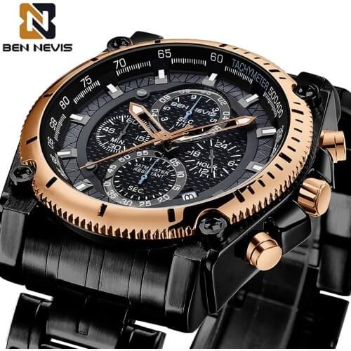 Ben Nevis Sports Watches Mens Stainless Steel Quartz Watch Men Waterproof Business Clock Male Relogios Masculinos Dropshipping
