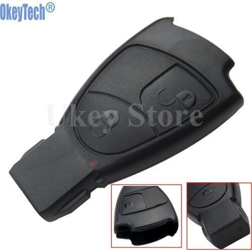 OkeyTech Soft 2 Buttons Car Remote Key Case Shell for MB Mercedes Benz C E ML S SL SLK CLK AMG Smart Key Case Replacement Fob