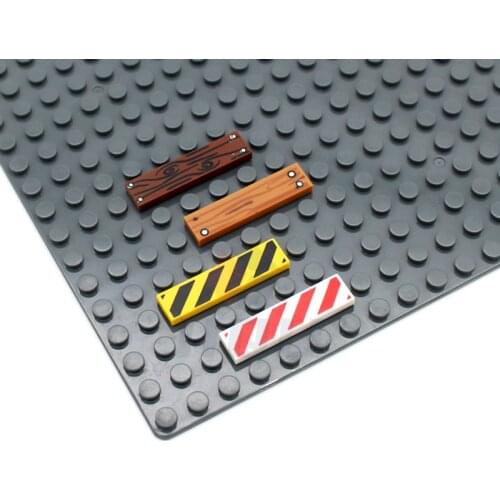 MOC City Parts 1x4 Tile Danger Stripes and Wood Grain Nails Pattern 2431 Building model Bulk Accessory Building Blocks DIY Toys