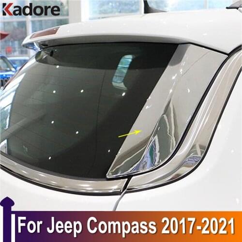 For Jeep Compass 2017 2018 2019 ABS Chrome Side Door Rear View Window Spoiler Cover Trim Triangle Insert Garnish Bezel Sticker