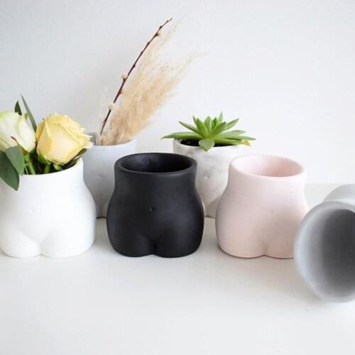 Concrete Cement Mold for Pot Silicone Butt Design Vase Mold Concrete Breast Shape Storage Mold DIY Silicone Clay Mold