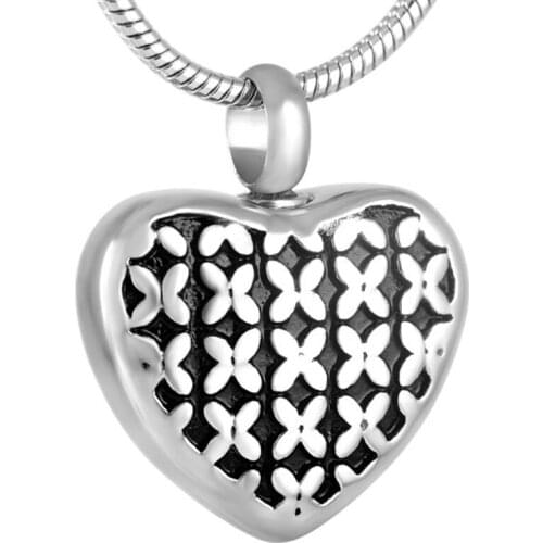 IJD9109 Little Butterfly Heart Putting ashes into jewelry - Engravable 316L Stainless Steel Cremation Urn Necklace For Women