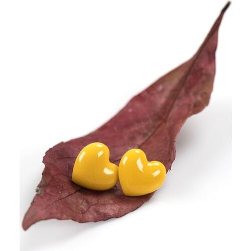 Exquisite ceramic Big love heart shape stud earrings multicolor anti-allergic metal pin fashion earrings #LY117