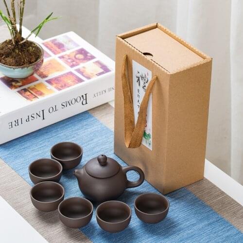 Chinese Travel Kung Fu Purple Sand Tea Sets Portable Service Gaiwan Tea Cups Tea Ceremony Teapot With Gift Box