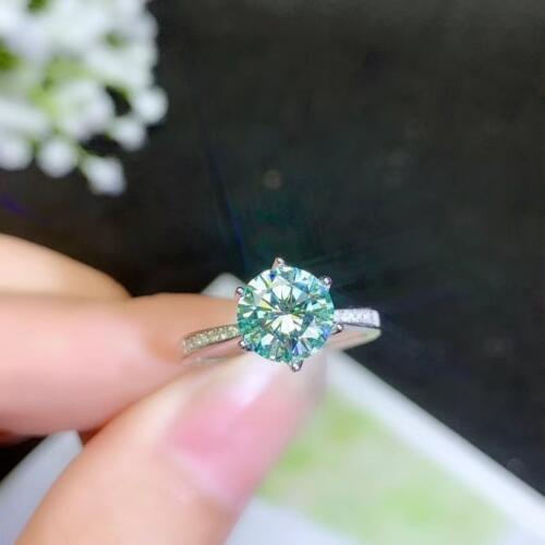 Green moissanite Personality design New ring, 925 Sterling silver, beautiful color, sparkling, 1 carat 2 Carat Diamond D VVS1