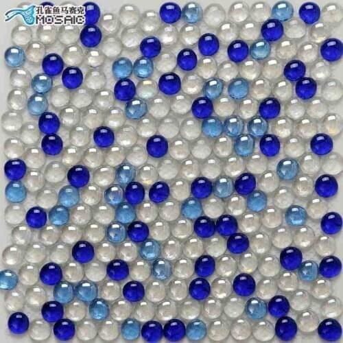 3D round blue mixed clear crystal mosaic tiles mesh backing 12x12" bathroom shower tiles wall mosaic kitchen backsplash