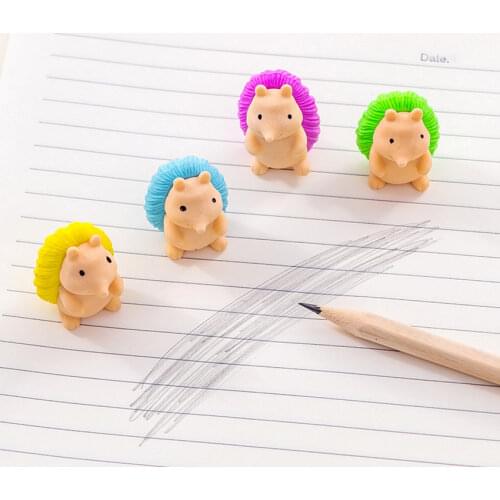 Cute Hedgehog Eraser Students Stationery Cartoon Animal Pencil Erasers School Rewards Correction Art Painting Eraser Kids Gifts