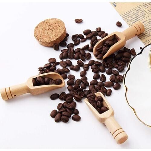 10Pcs Mini Long Handle Wooden Spoon Salt Coffee Beans Sugar Condiment Spoons Scoop Portable Kitchen Cooking Tool Utensil