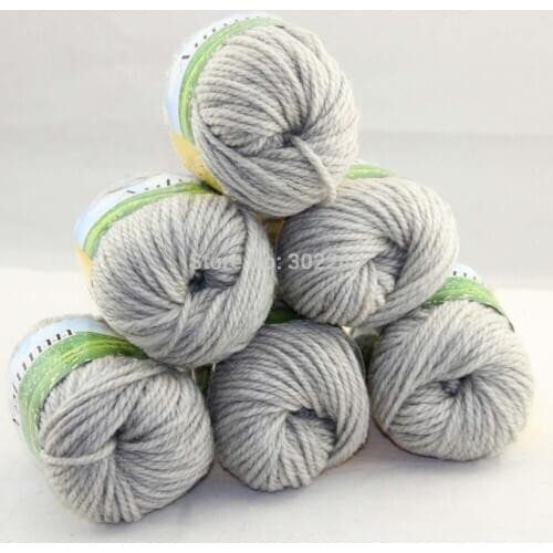 LOT of 6 BallsX50g Chunky Hand-woven Coarse Knitting Yarn Silver Grey 207