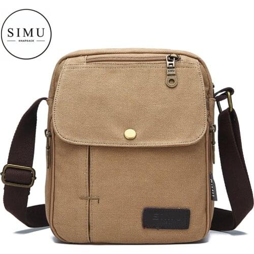 Simu 2021 new mens canvas travel sports backpack mens Single Shoulder Messenger Bag outdoor multi-function
