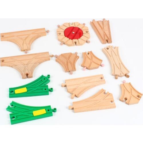 DIY Wooden Train Track Set Handmade Assemble Accessories Competible for Small Train Early Educational Pullze Toys for Children
