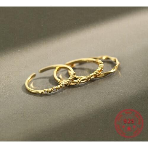 2020 New Hot Sale 100% 925 Sterling Silver Ring Inlaid Zircon Opening Shape INS Trend Exquisite And Fashionable Womens Jewelry