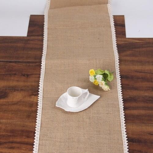 NEW Home Jute Burlap Lace Event Party Supplies Tableware Mat Birthday Cultery Lawn Wedding Decoration Placemat Table Runner