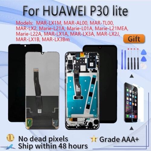 For HUAWEI P30 lite Nova 4E MAR-L01A L21A LX1A LX1M LX2 L21MEA L22A L22B LX3A Original LCD screen assembly with front case