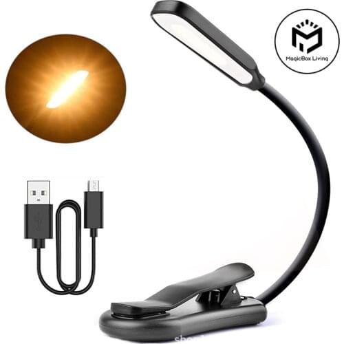 Rechargeable Book Light 7 LED Reading Light with 3-Level Warm Cool White Daylight Flexible Easy Clip Night Reading Lamp in Bed