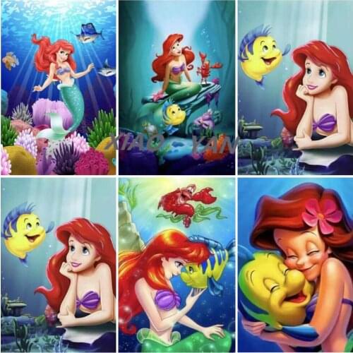 Full Square/Round Disney Ariel The Little Mermaid 5D DIY Diamond Painting Lightning Cross Stitch Diamond Mosaic Home Decor