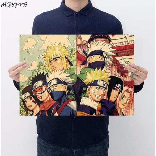 Japanese Anime A Collection of Characters Kraft Paper Poster Home Bedroom Wall Decoration Painting Core 50.5x35cm