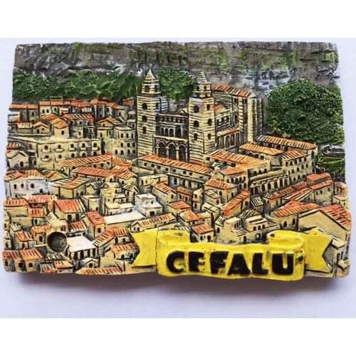 QIQIPP Italy Sicily seaside town Cefalu tourist souvenir stereo scenery magnetic refrigerator hand letter