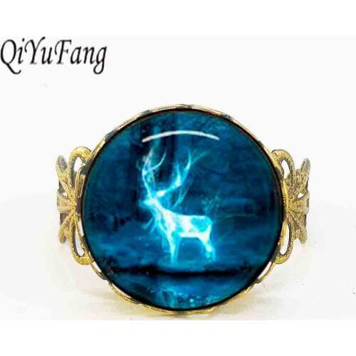 Adjustable Ring anel 1pcs/lot Hogwarts crest vintage death hallows steampunk bague rings always mens deer magic star galaxy gift