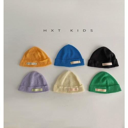 2021 Soft Knitted Baby Gilrs Hat Winter Warm Baby Hat Cap Candy Color Kids Hat Bonnet Beanie For Infant Newborn Hat