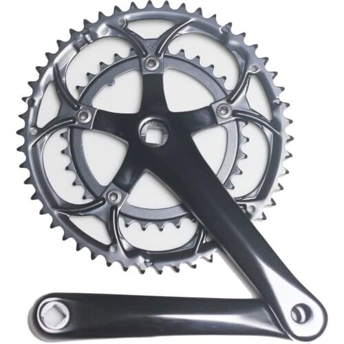 Road Bike Crankset Chainwheel Bicycle Aluminum Alloy 50-34T 8/9S Square Hole Racing 170mm Crank Shiny Black Color BCD 110mm
