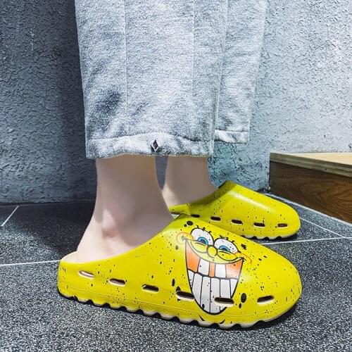 Trend Men Casual Slippers Cool Cartoon Graffiti Unisex Beach Slides Outdoor Women Sandals Flip Flop Summer Soft Thick Sole Shoes